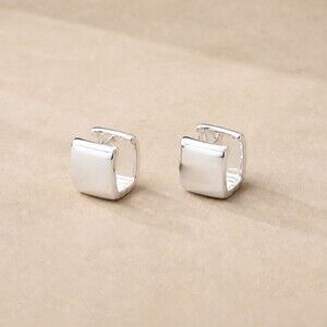 Museori Sterling Silver Chunky Huggie Hoop Earrings Stackable